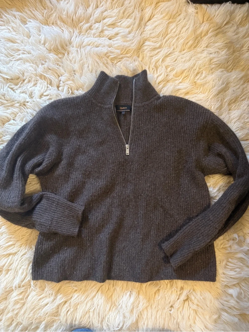 Quince Women's Brown Half-Zip Turtleneck Sweater Mongolian Cashmere - Picture 1 of 3